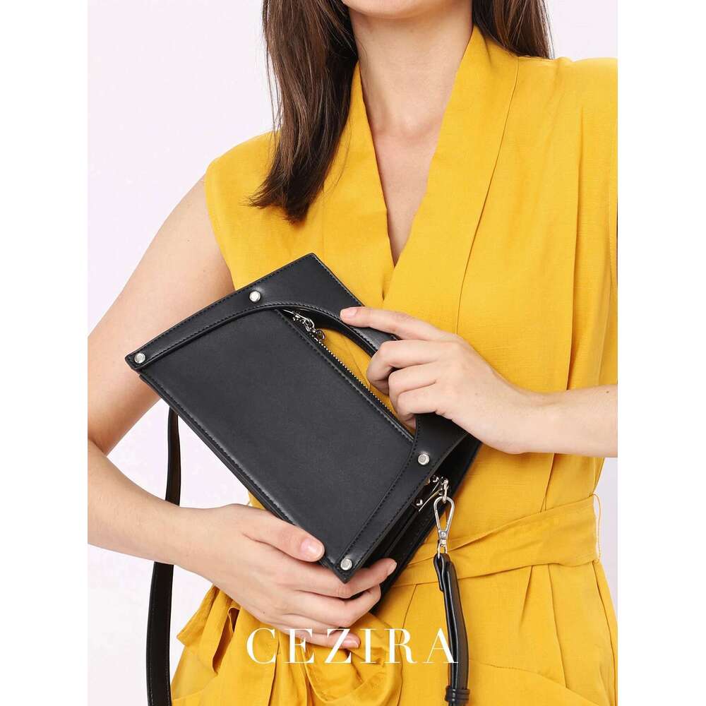 CEZIRA Brand Niche Design Women Top-Handle Bag Solid Color Vegan PU Leather Cross Body Shoulder Hanbdags Versatile Daily Purses