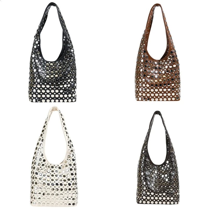 Stylish Bucket Bag Decorated Unique Studs s Shoulder Bag PU Leather Armpit Purse Fashion Handbag For Trendsetters 250513