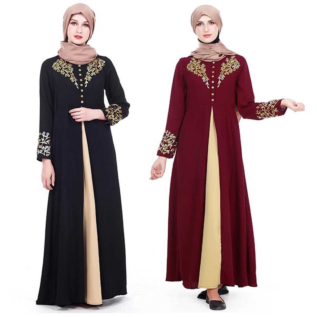 Womens Muslim Abaya Dress Long Slve Patchwork Printed Robe O Neck Dubai Turkish Clothing High Waist for Party X250514