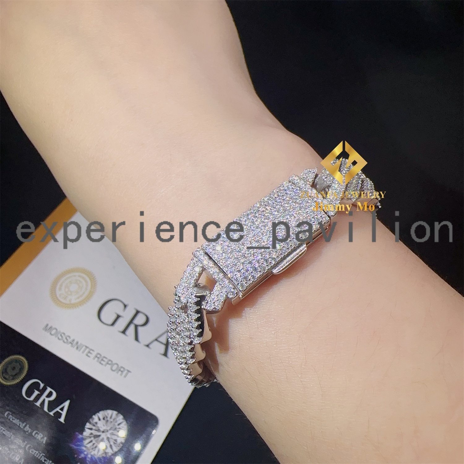 Stylish 12mm Two Row 925 Solid Silver Iced Out Hip Hop Fire Jewelry Flawless Moissanite Best Quality Cuban Link Chain Bracelets