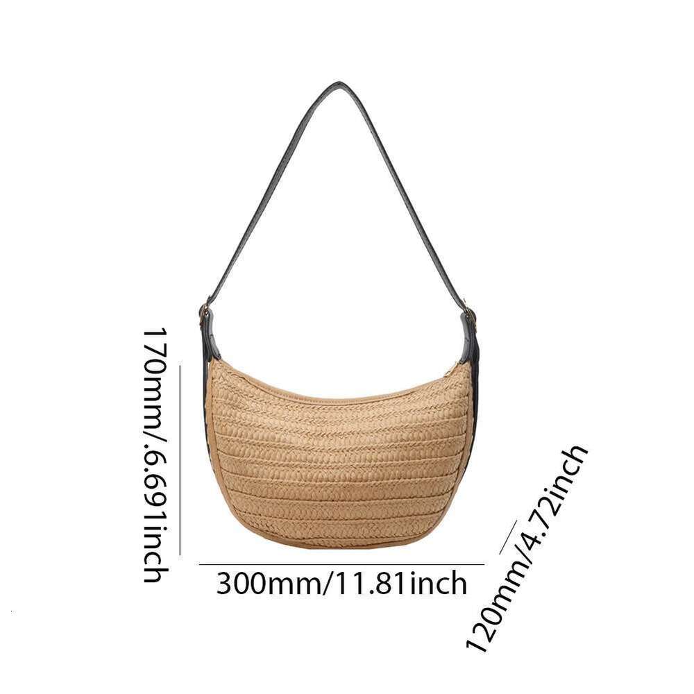 Summer Woven For Women Trendy Straw Shoulder Bags Casual Tote Raffia Hobo Crossbody Bag Rattan Travel Handbags New