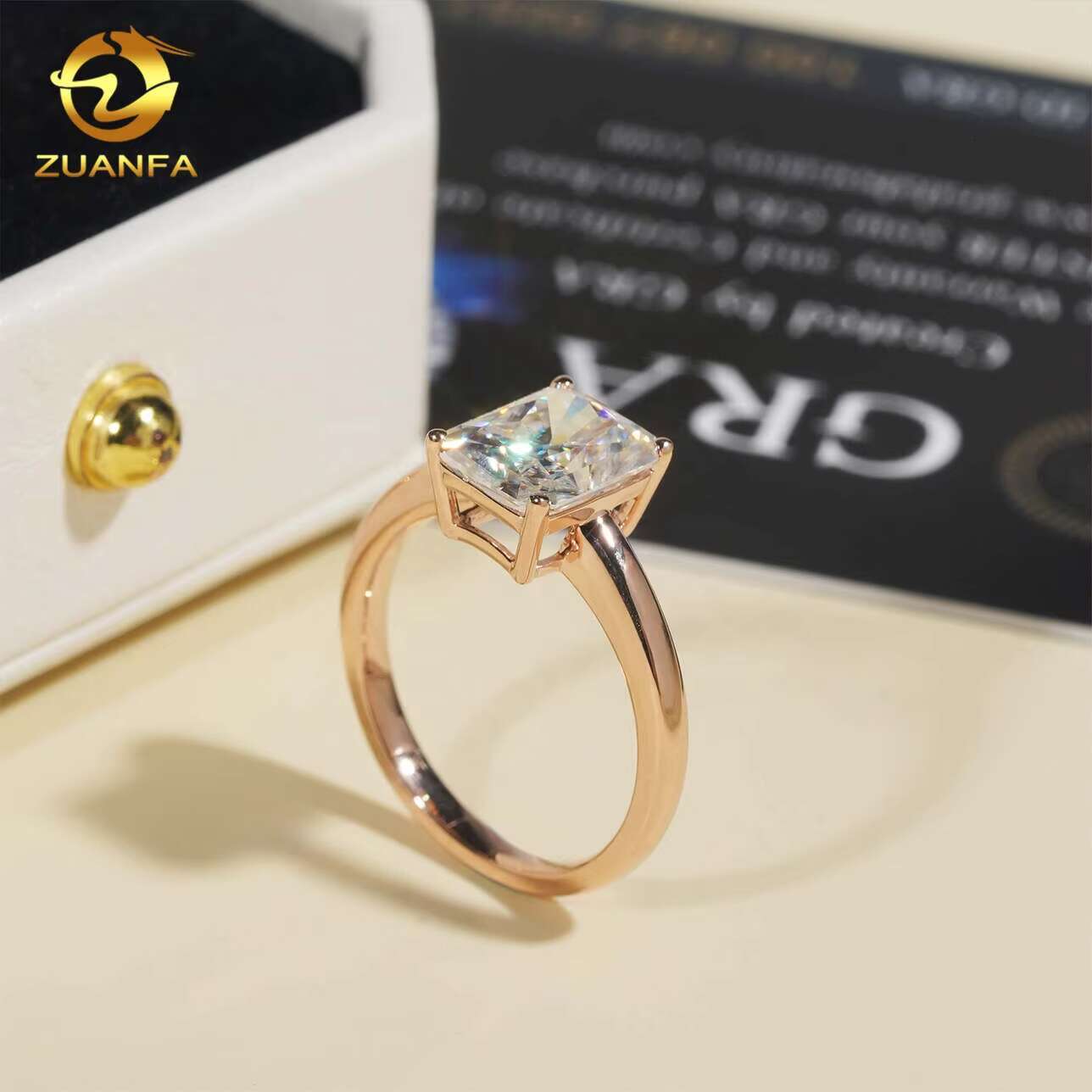 Hand Made Radiant Cut 3CT 14k Gold Engagement Moissanite Diamond Women Luxury Wedding Rings