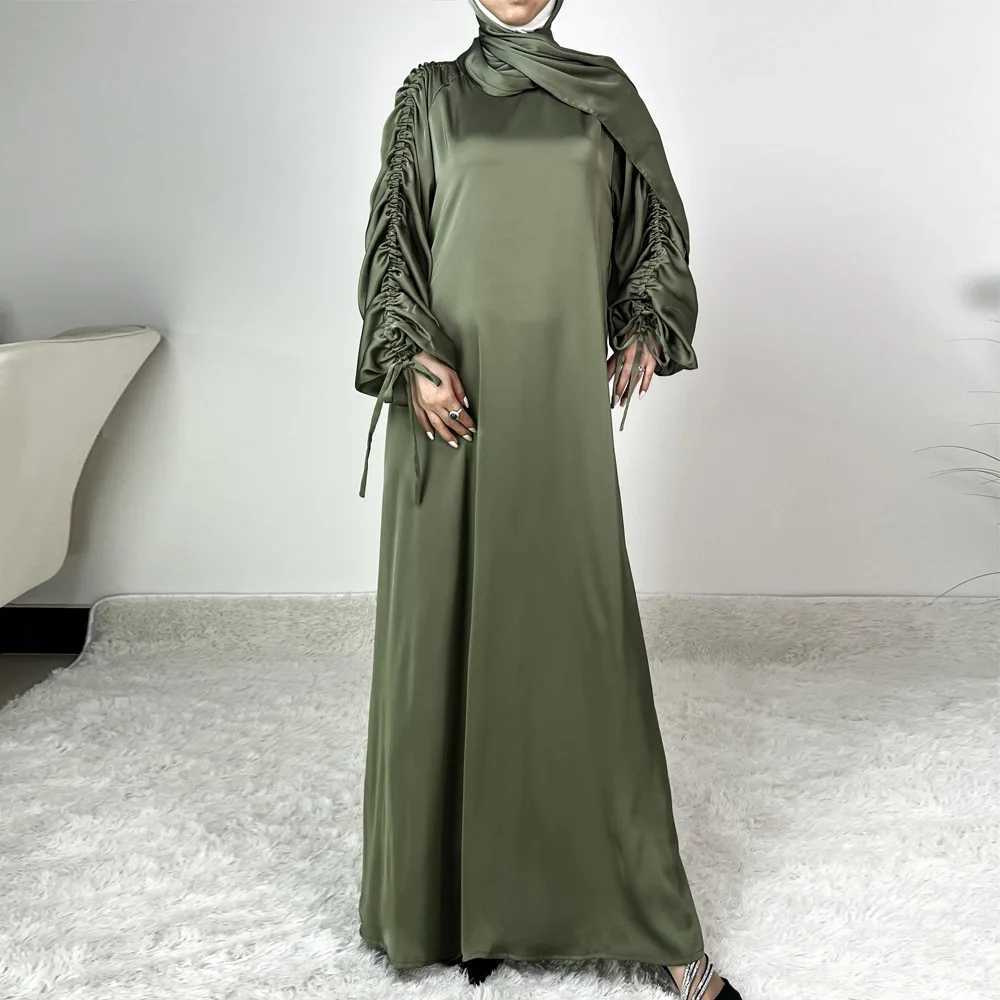 Ramadan Abaya Femme Musulmane Satin Maxi Dress Turkey Kaftan Caftan Marocain Muslim For Women Vestido Islam Simple Maxi Robe X250514
