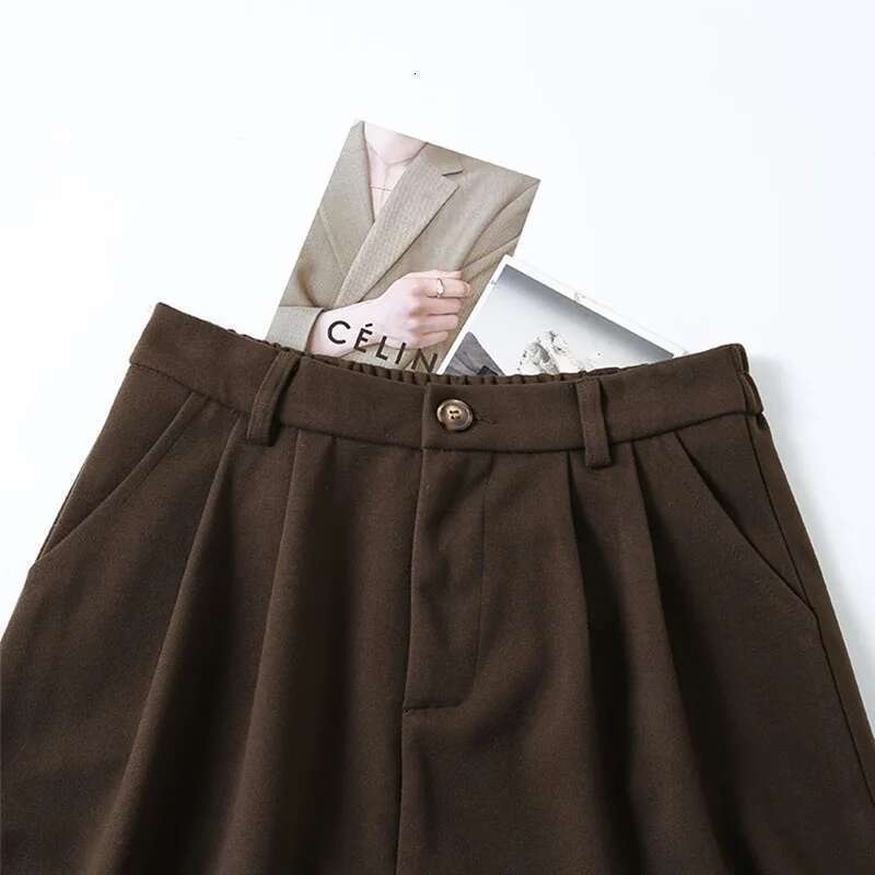 High Woolen Long Autumn Winter Plus Size Clothing Elastic Waist A Line Brown Or Black Skirt Women