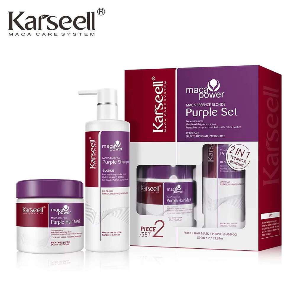 Karseell Purple Mask&Shampoo Professional Neutralizes Brass Yellow Tones For Blonde Sier Gray Highlighted Hair