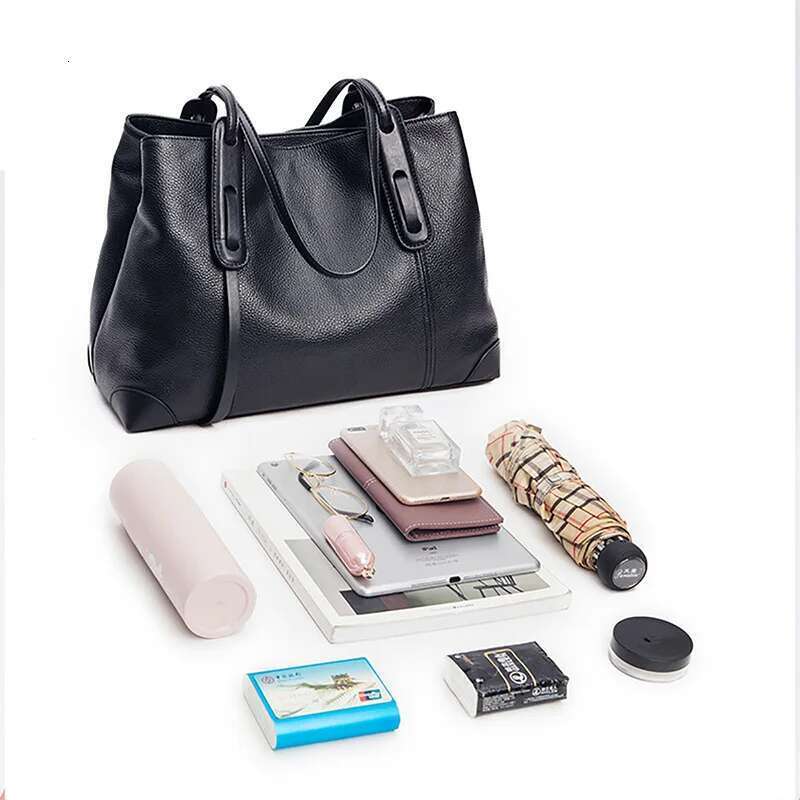 2024 New Women's High-Capacity High-End Genuine Leather Work Simple Commuting And Soft One Shoulder Tote Bag