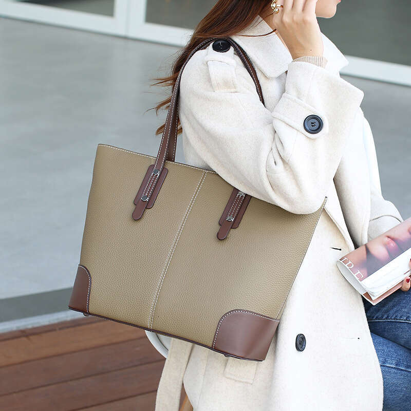High End Commuting Large Capacity Tote Leather Women's 2025 New Versatile Top Layer Cowhide Shoulder Bag