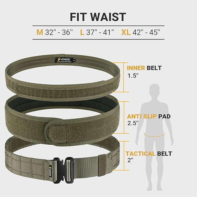VOTAGOO Tactical Battle Belt with Quick Release Buckle MOLLE System, Heavy Duty Gun Holster Belt