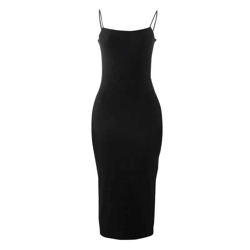 Summer Black Sexy Dress Women Streetwear Sleeveless Backless Solid Spaghetti Strap Bodycon Casual Clubwear Elegant Party DressesXJ250514