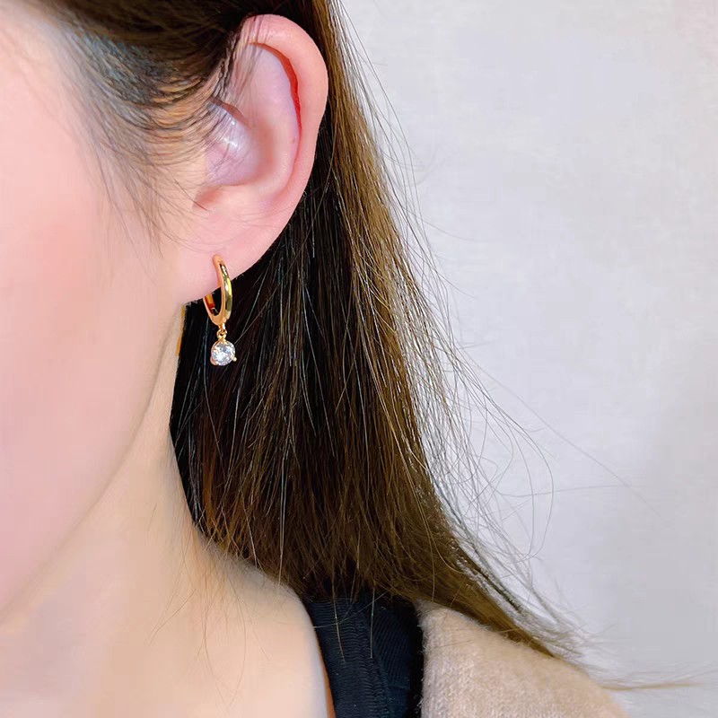 0.3CT White Moissanite Diamond Sweet Cute Simple Fine Jewelry Real 100% 925 Sterling Silver Gold Round Cut Gemstones Party Women Wedding Dangle Earrin