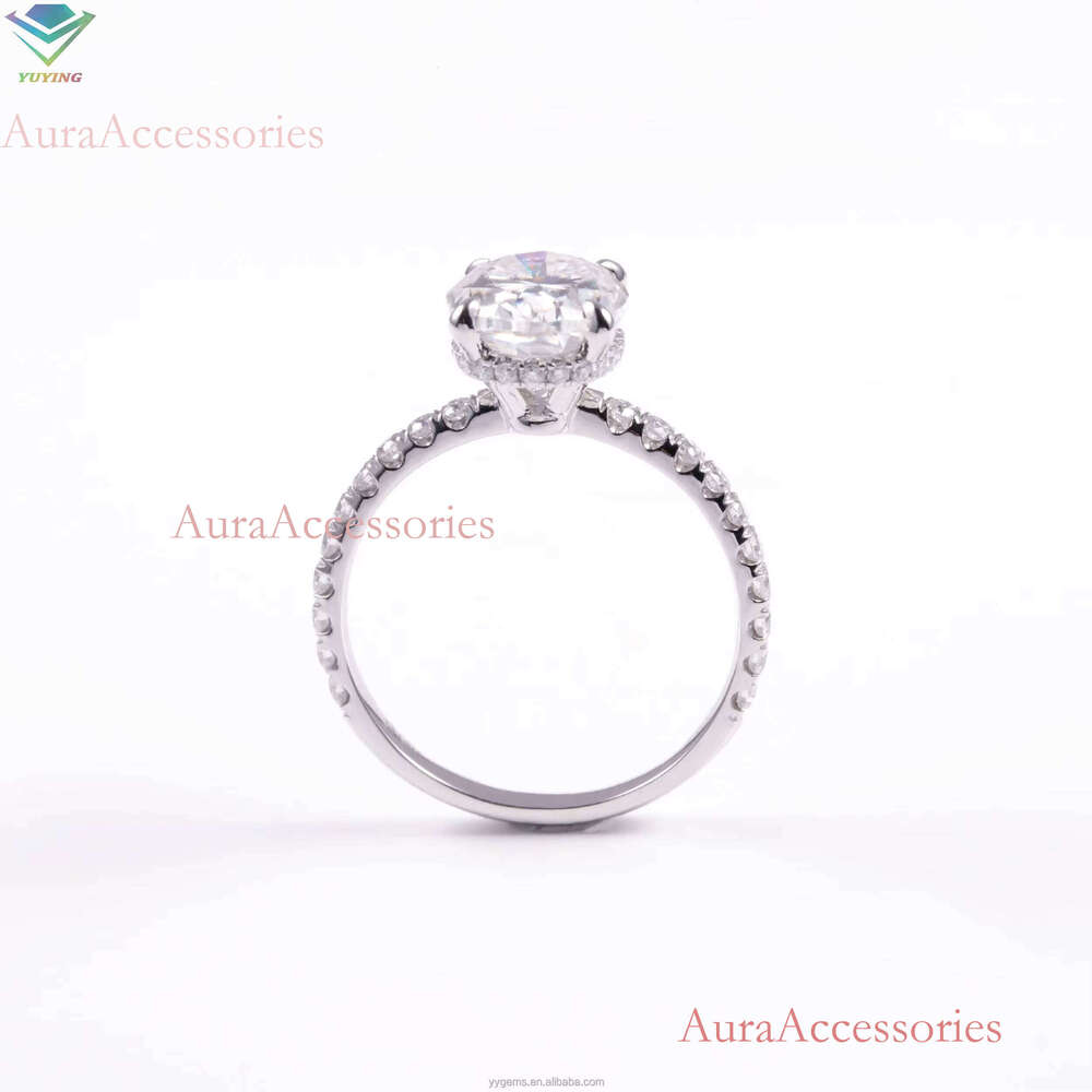 Yu Ying Custom White Gold 2CT Ice Oval VVS Lab Grown Women Wedding Rings IGI Certified HPHT/CVD Dia Fine Jewelry