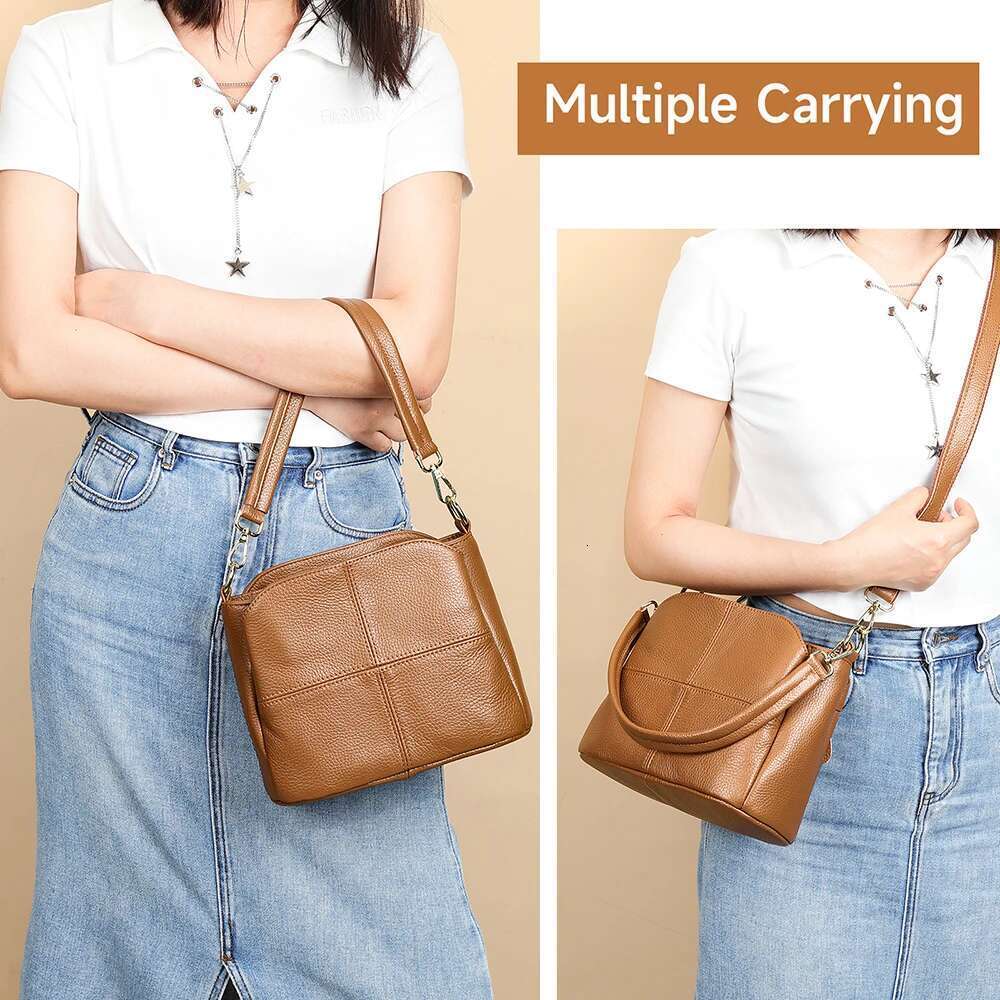WESTAL New Cowhide Large Capacity Bucket Ladies Casual Shoulder Crossbody Bag