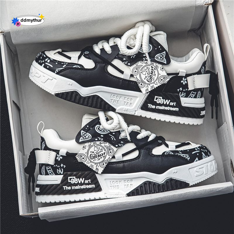 Men's 2025 new spring versatile casual board shoes, men's niche thick soled sports dad trendy shoes ddmythur