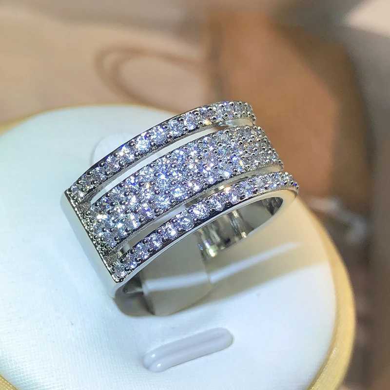 925 Sterling silver Eternity Three Rows ring Diamond cz Engagement Wedding Rings for women Men Finger Party Jewelry WholesaleXJ250514