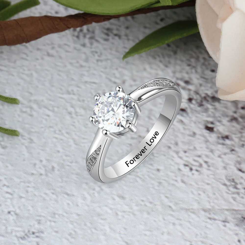 Classic Wedding Ring Personalized Gift Engraved Name Silver Color Rings for Women Anniversary Jewelry(JewelOra RI103758)XJ250514