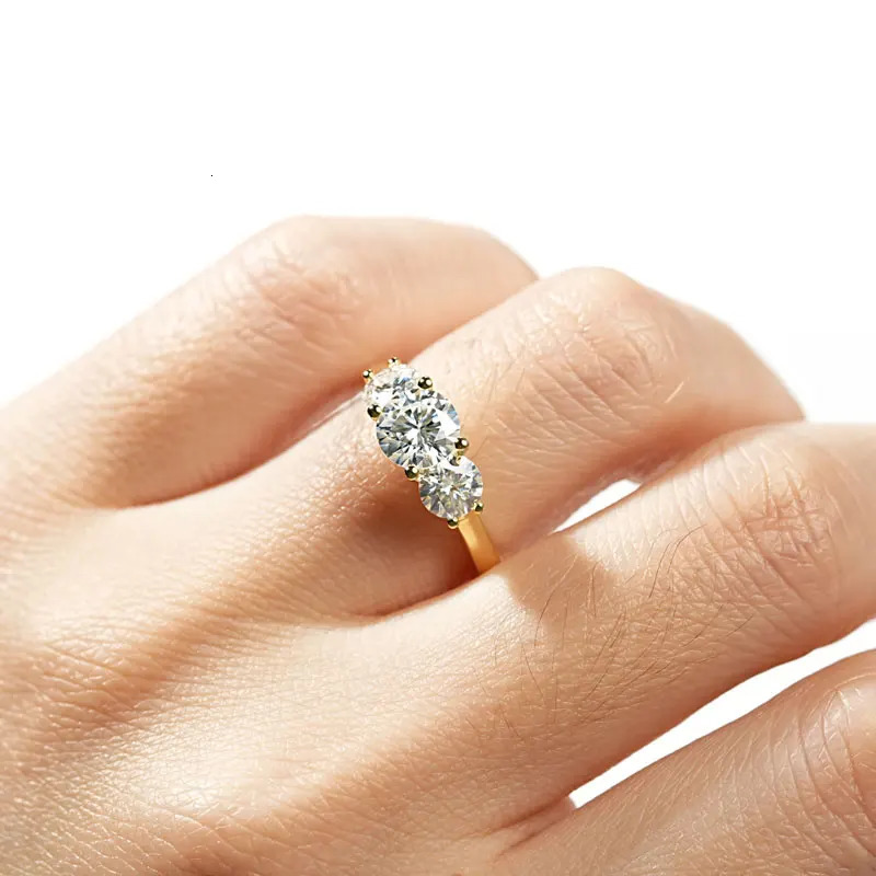 3.0CTTW 6.5mm D Color Engagement Wedding Ring 925 Sliver GRA Certified Three Stone Band for Women Promise Fine Jewel 250509
