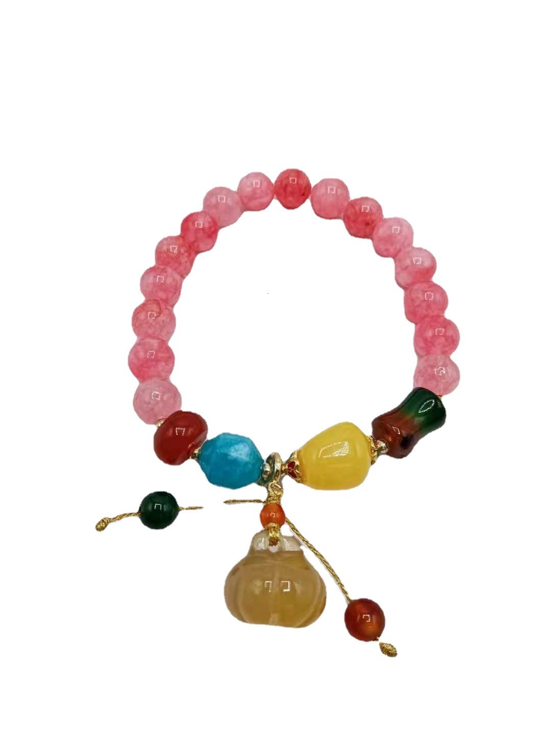 Ethnic Style Personalized Agate Chalcedony Fashion Hand String Pumpkin Pendant for Students to Wear