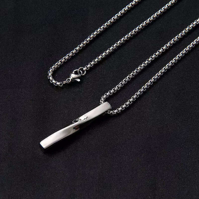 Spiral long necklace, personalized hip-hop stainless steel men's male pendant, sweater chain, jewelry accessories