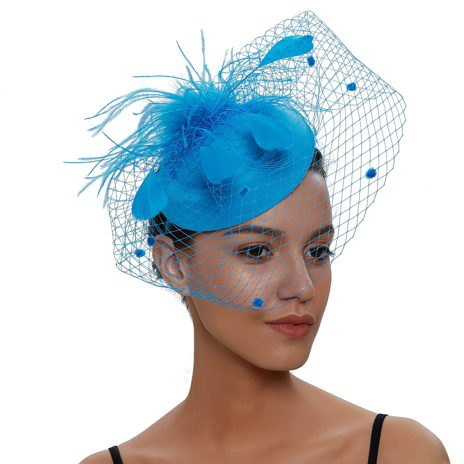 Womens Felt Fascinator Hat Fishnet Veil Small Plush Wave Point Decor Hair Clips Wedding Bridal Cocktail Headwear Fasciantor 250513