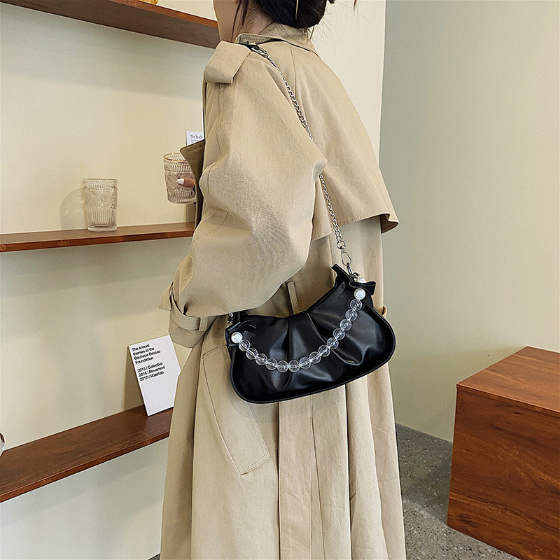Free Delivery Designer Bag Leisure Chain White For Women 2025 Autumn New Trendy And Casual Style Armpit Pleated Cloud Crossbody Luxury Bag