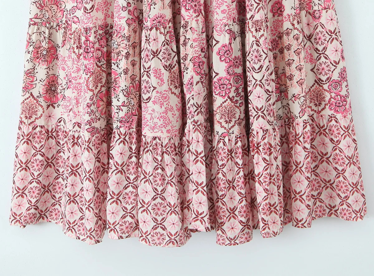 PB ZA summer gentle temperament pink floral midi skirt womens Aline long versatile and slimming 250514