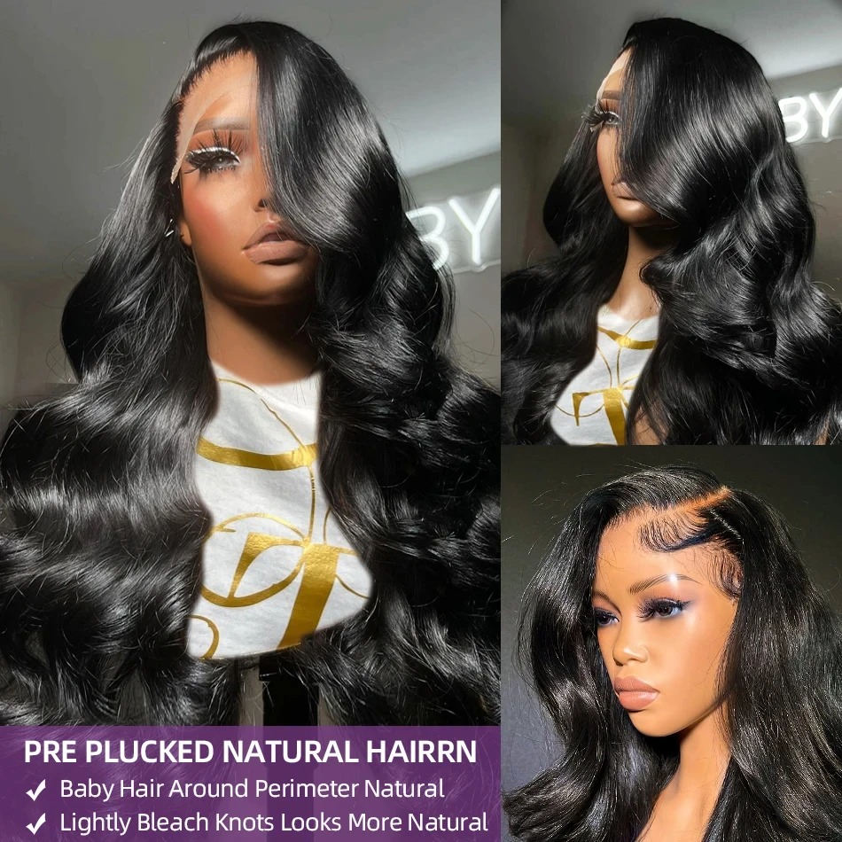 Body Wave 13x6 HD Transparent Lace Frontal Wigs Preplucked 30 40 Inch Black 13x4 Lace Front Human Hair Wig Synthetic Front wigs Glueless Closure