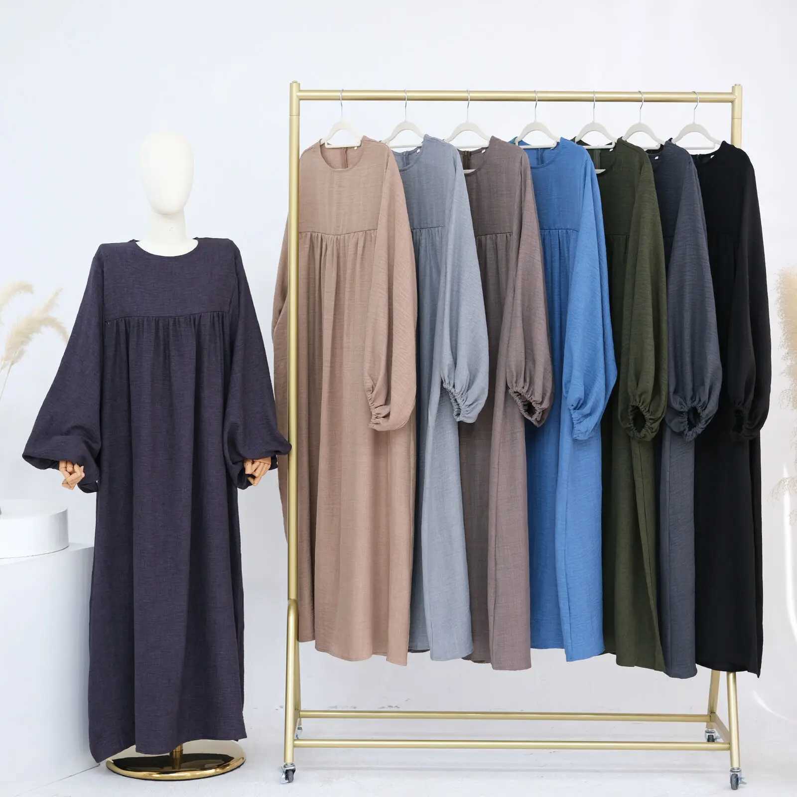 African Solid Color Loose Abaya Simple Dress Zipper Breastfding Loos Robe Fashionable Kaftan X250514