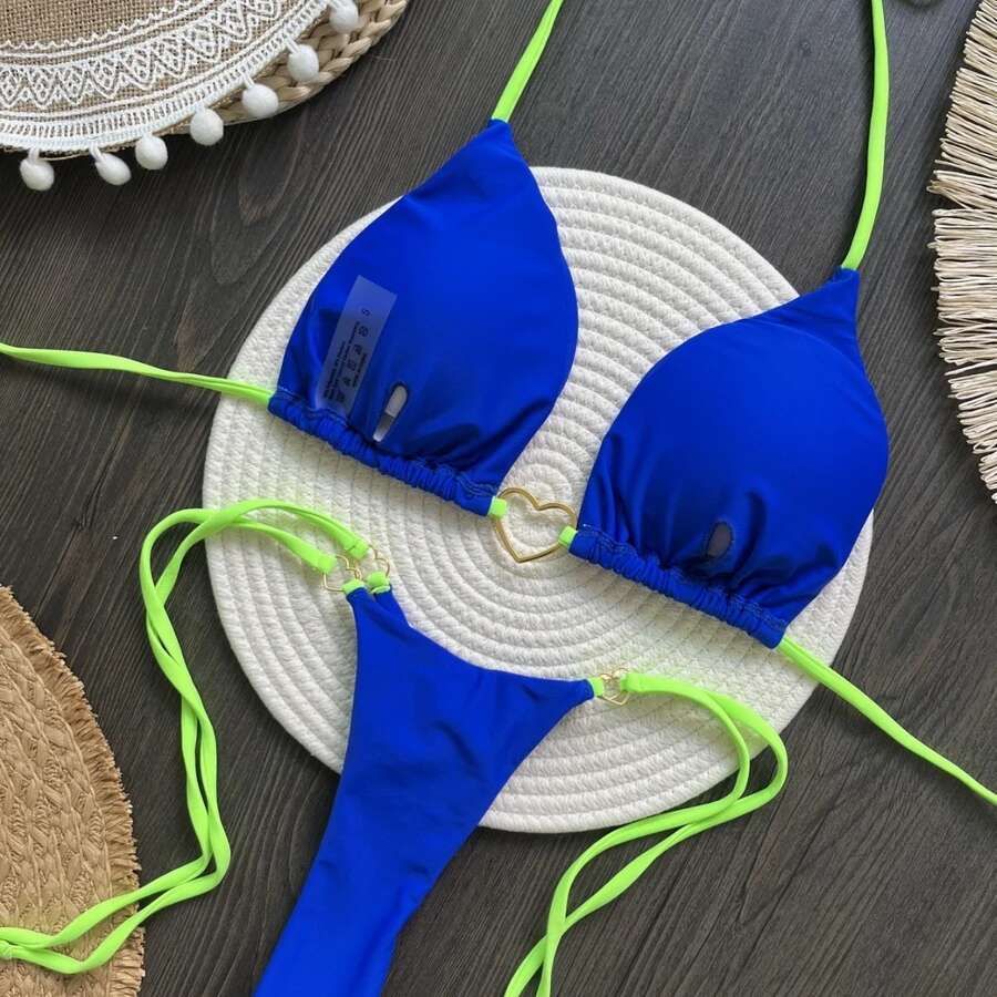 Para Praia 6 Colors Solid Brazilian Micro Swimwear T-back Swimsuit Women Sexy Biquini Thong Bikini Set Bathing Suit