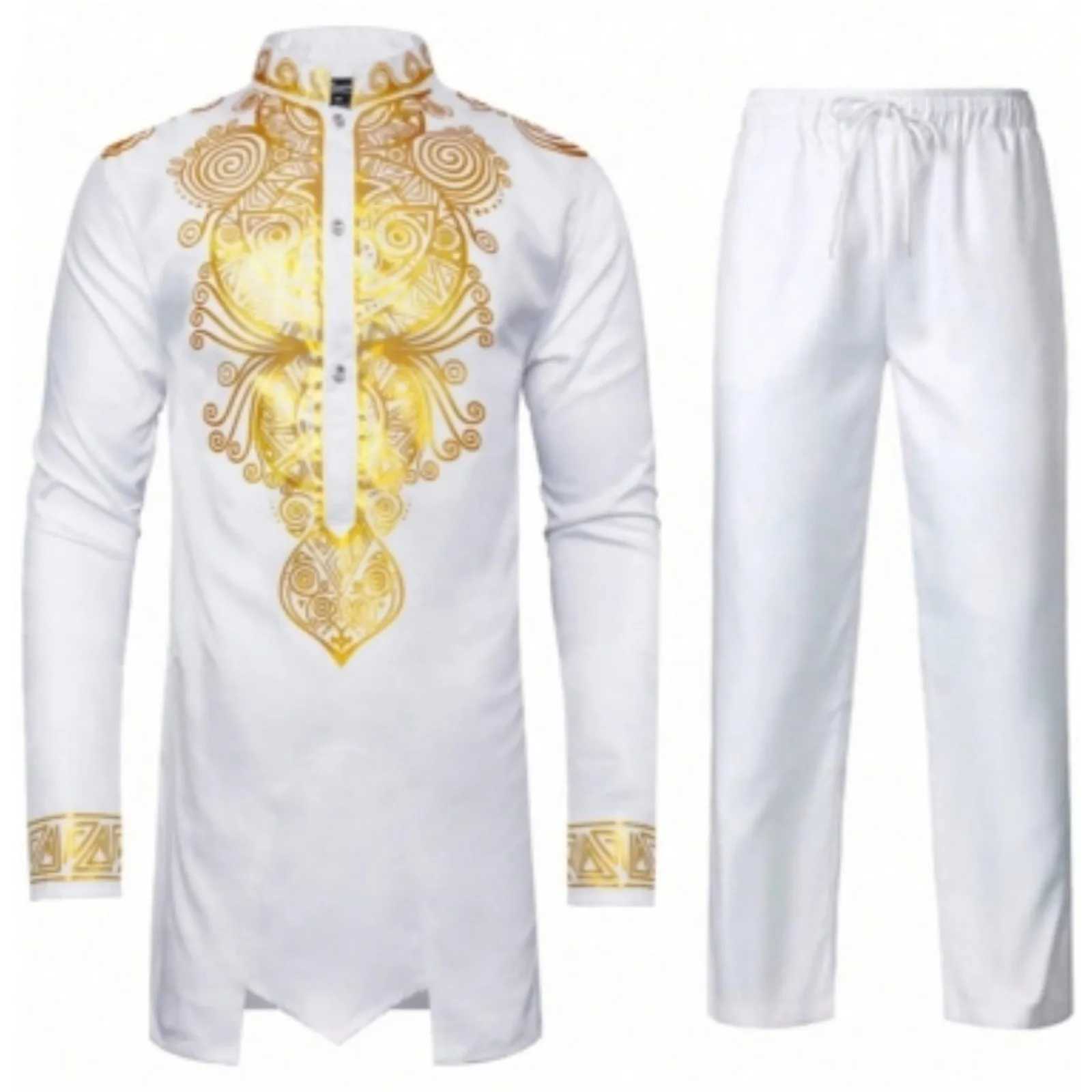 Middle East Traditional Culture Muslim Robe Arab Mens Traditional Clothing 3d Technology Printed Pattern Two Piece Set Clothing X250514