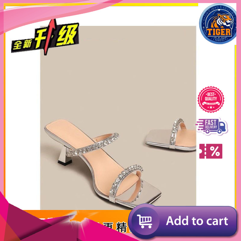 Ddmytiger Women S Summer High Heels New Western Girl Sexy Open Toe Style Water Diamond Slim Heel One Line Sandals Outdoor Shoes