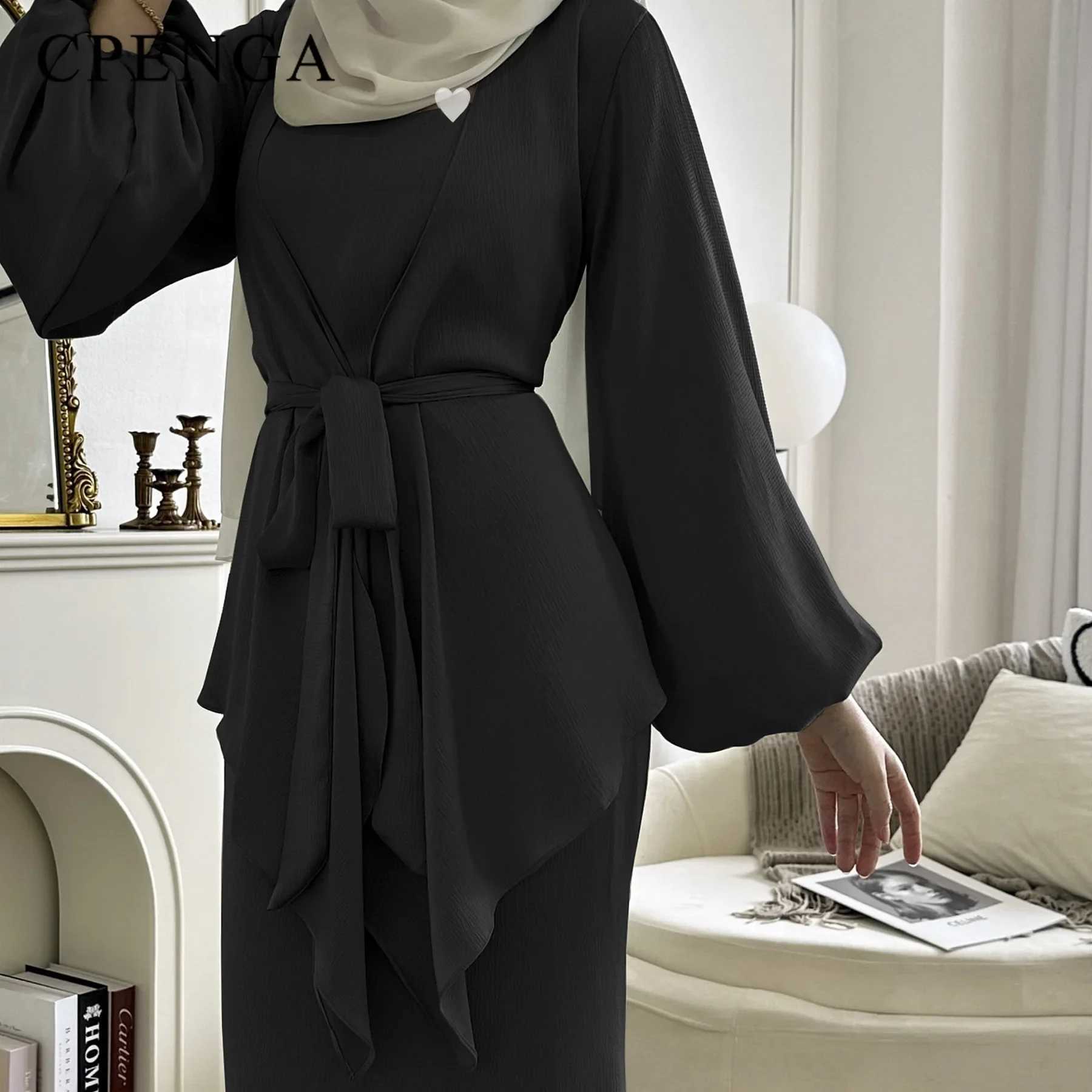 2 Piece Saudi Arabia Muslim Women Satin Abaya Dress for Women Islam Dubai Vacation Modest Clothing 2024 Elegant Turkish Robe X250514