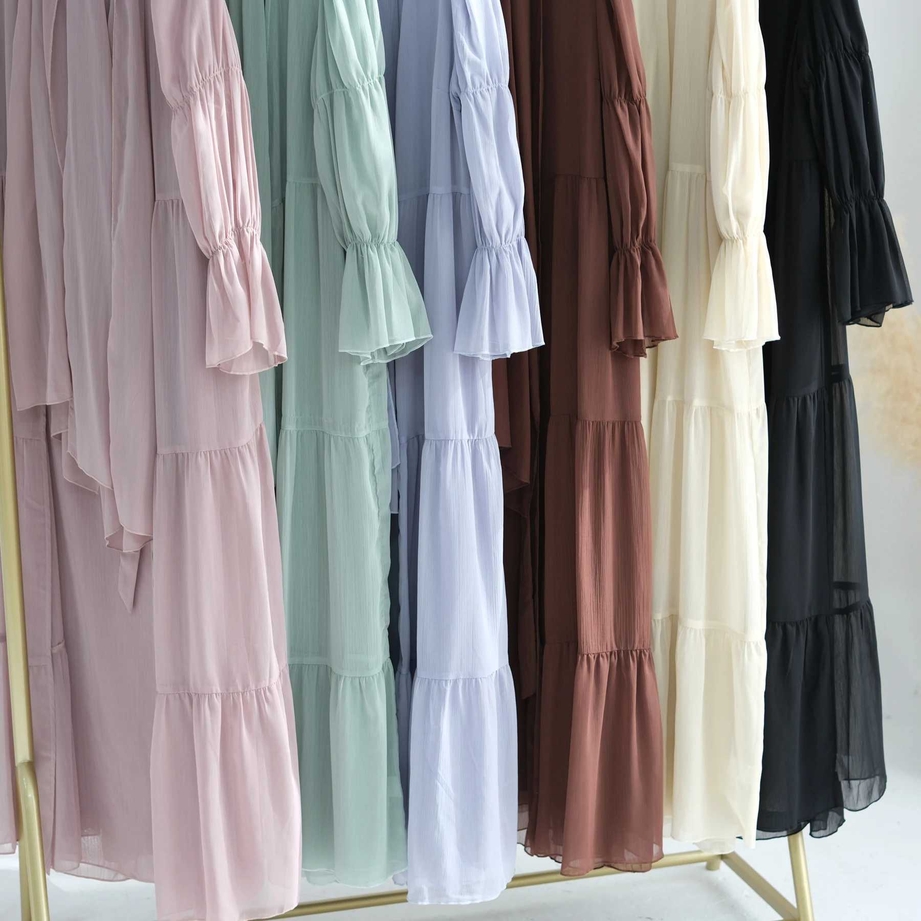 2/3 Pieces Sets Eid Ramadan Muslim Women Open Abaya Kimono Maxi Dress Hijab Dubai Islam Arab Robe Kaftan Jalabiya Caftan Ka X250514