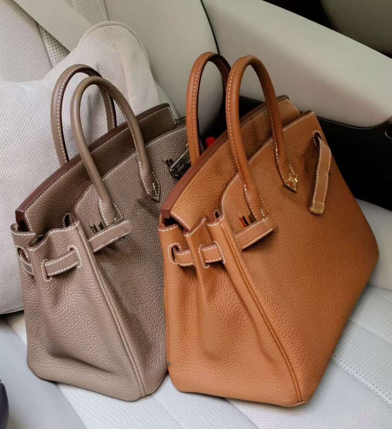 mirror quality real leather 10a tote bag handmade togo leather silver and gold hardwear classic fashion handbag medium shopping bags men wallet work bag women clutch
