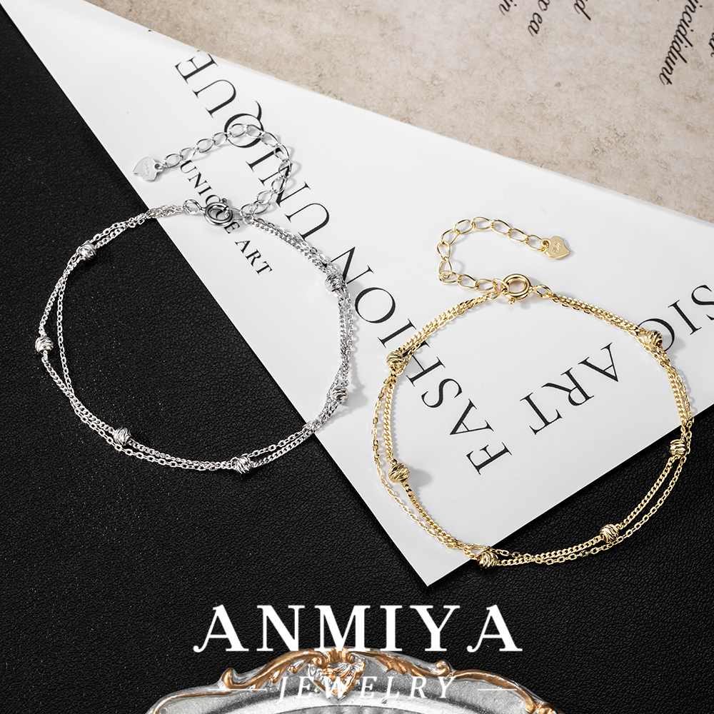 Classic S925 Silver Jewelry Bead Bracelet,Thin Double-Layered Cubic Chain Bracelet,Stackable Bracelet Jewelry
