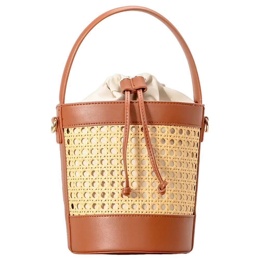 Rattan PU Leather Straw Beach Trendy Crossbody Summer Hollow Shoulder Bag Holiday Travel Handbag For Women