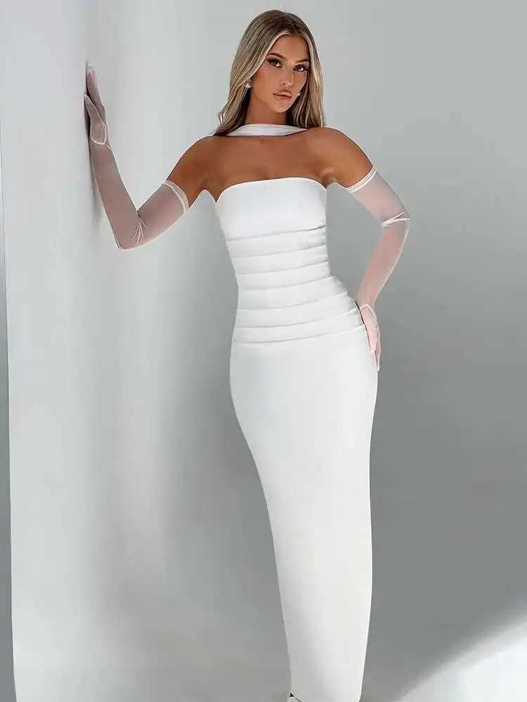 April Gloves Backless Sexy Dress Women Elegant Bodycon Nightclub Party Dress Halter Ribbon Midi Long Summer Dress VestidosXJ250514