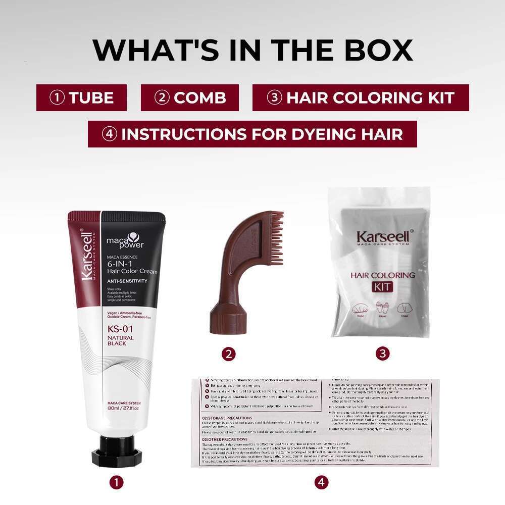 Karseell 6-In-1 White Dye For Men Women Natural Balck And Brown Color Cream Easy Comb-In Hair Coloring Products