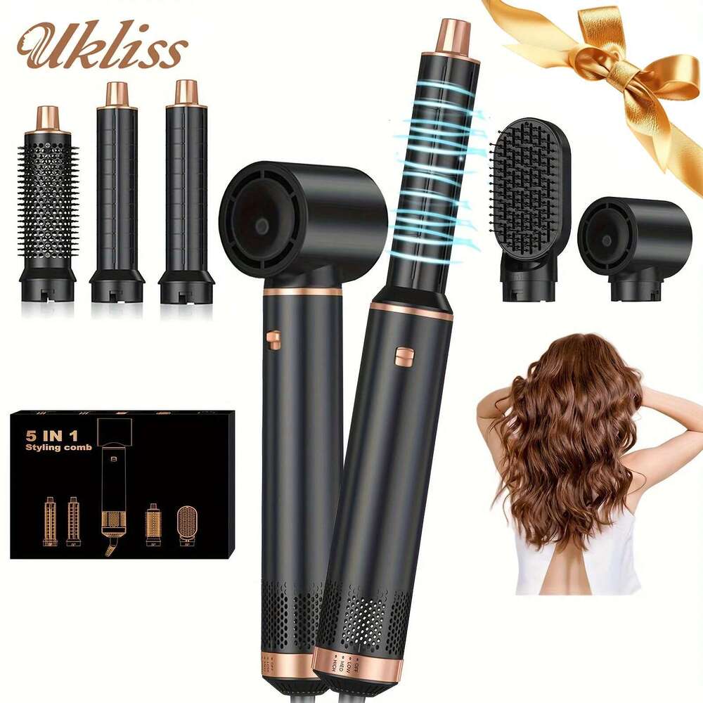 5 in 1 Electric Dryer Hair Straightener Comb Negative Ion Curling Iron Styling Tools Multifunctional Hot Air Brush