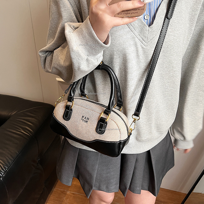 2025 Free Shipping Designer Bag Women's Handbag New Fashion Casual Linen Splicing Handheld Small Square Bag Crossbody Bag Mini Student Phone Bag 