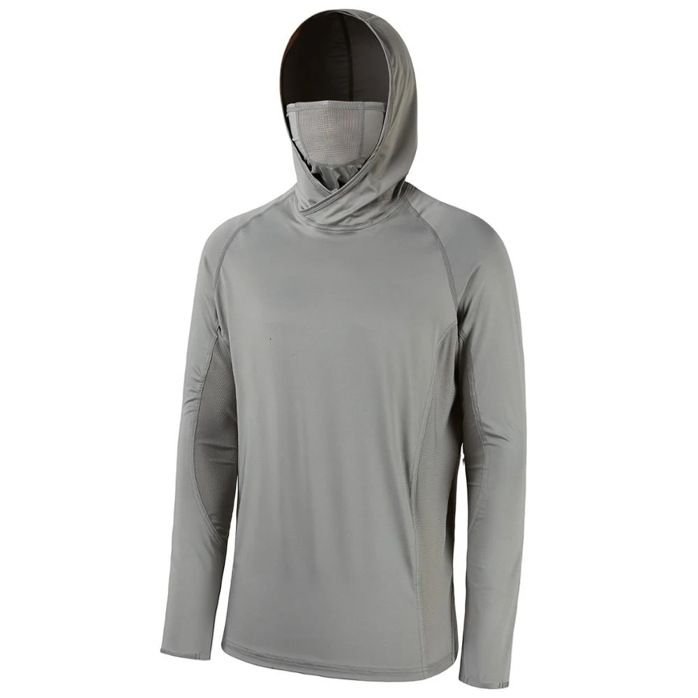 Bassdash UPF 50 Mens Long Sleeve Fishing Shirt with Mask UV Neck Hoodie 250514