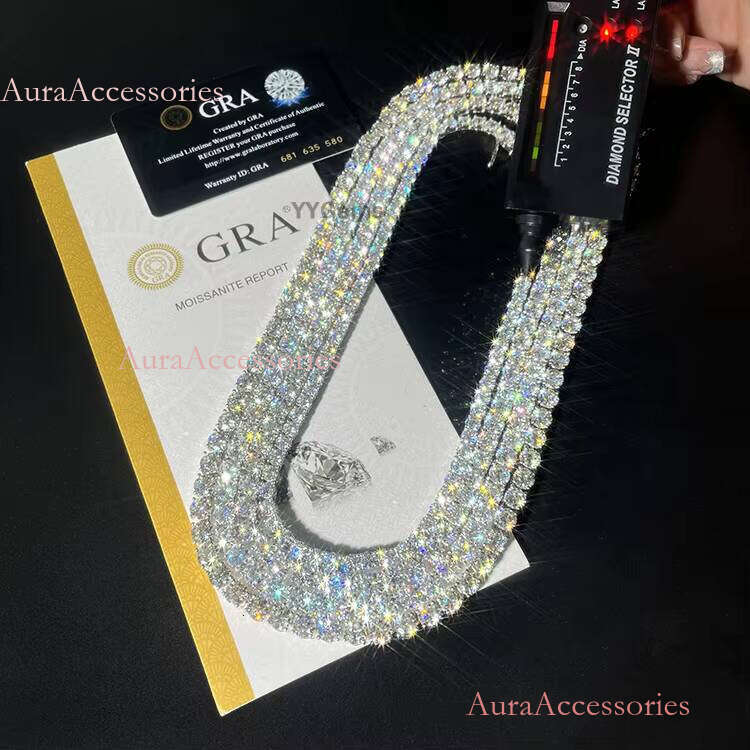 High Quality 1.0CT/6.5MM Link White Gold Plated S Sterling Sier VVS Moissanite Tennis Chain Bracelet Necklace Jewelry