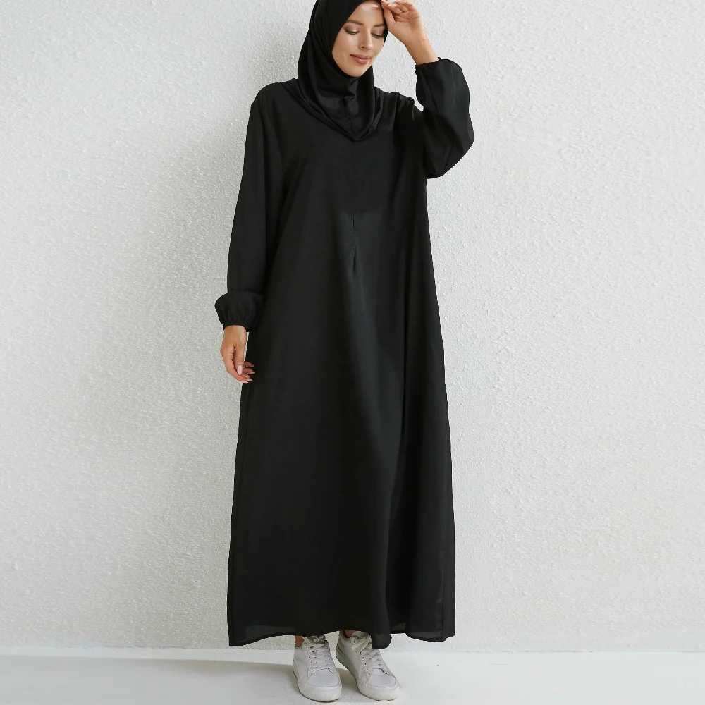 Middle Eastern Islamic Modest Dress Muslim Ramadan Maxi Dresses Full Slve Casual Black Dress Women Abayas X250514