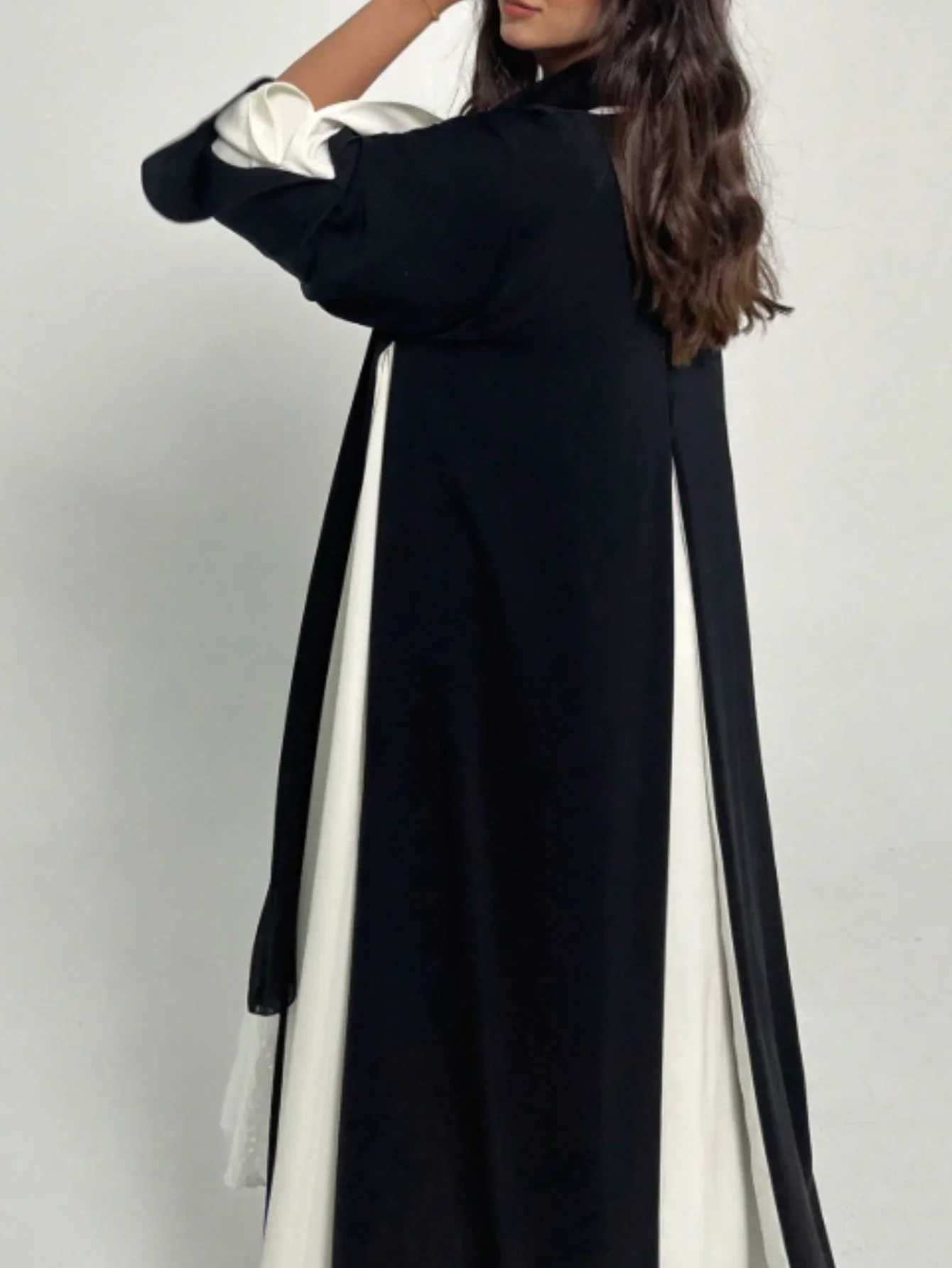 Turkey Abaya Muslim Open Front Black Abayas Elegant Long Slve Middle-East Islamic Arabian Kaftans Women Jilbabs Maxi Dresses X250514