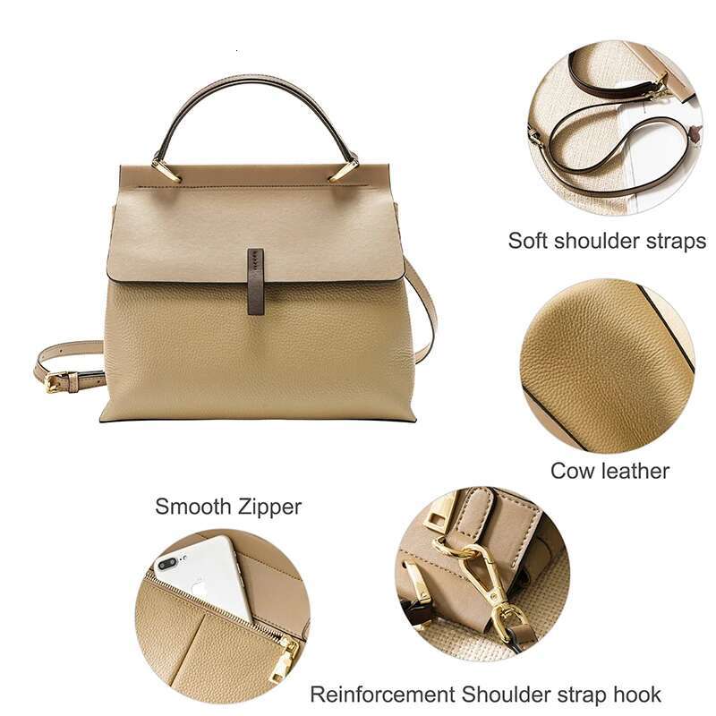 LAORENTOU Women Genuine Leather Shoulder Bag Simple Handbag