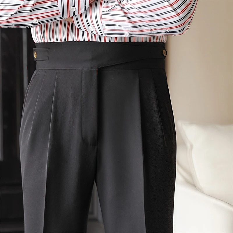 Mens Light Naples Slim-fit Dress Pants Casual British Retro Premium Elegant Leisure Trousers 2025 Spring 250513