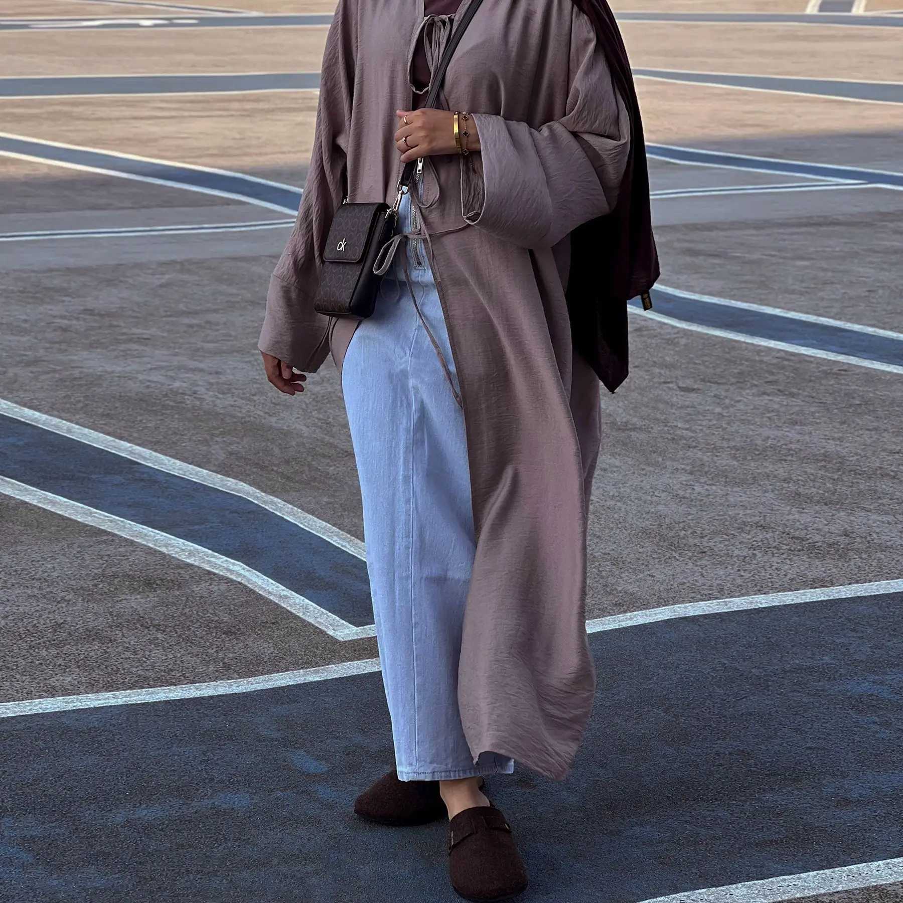 Dubai Open Kimono Abaya Cardigan for Muslim Women Dress Eid Djellaba Islam Clothing Arabic Robe Ka Jalabiya Musulmane Femme X250514