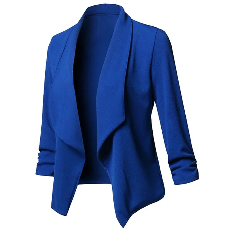 Women Thin Blazers Cardigan Coat 2025 Long Sleeve Female Blazers and Jackets Ruched Asymmetrical Casual Business Suit Outwear 250513