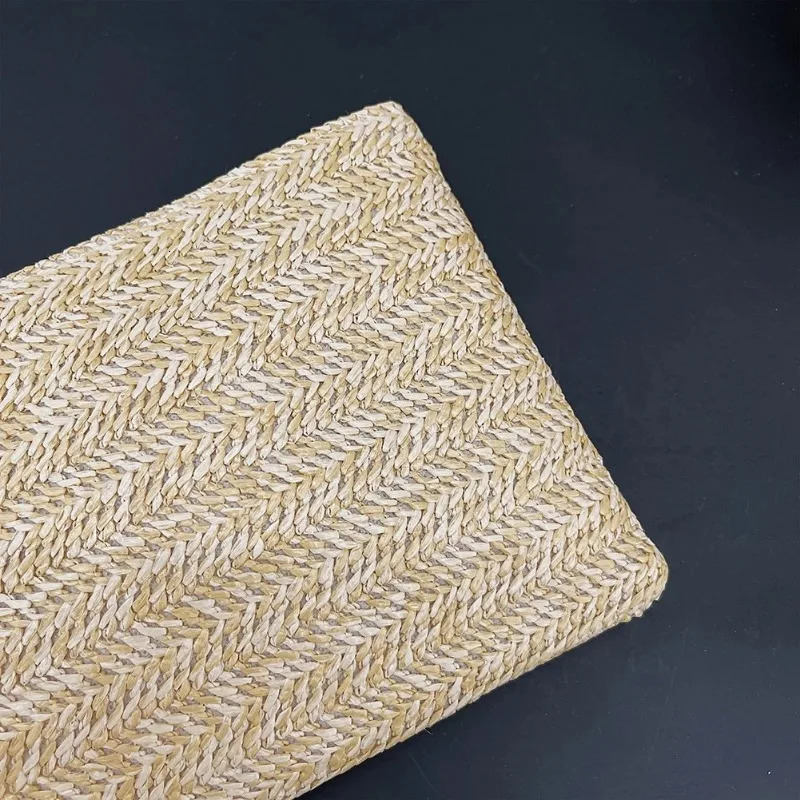 Boho Elegant Straw Handbag Beach Clutch Womens Woven Purse Solid Colour 250514