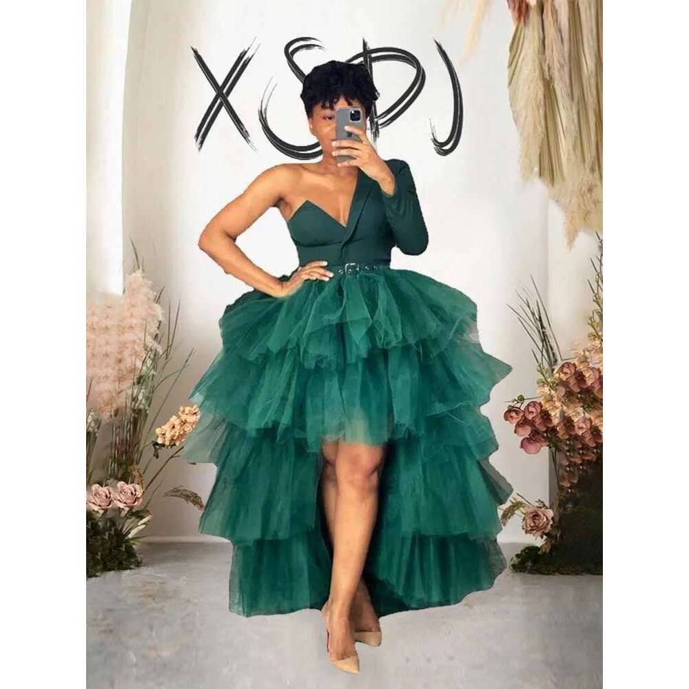 Womens Plus Size Dresses Sexy V Neck Long Elegant with Sleeves Green Evening Mesh Blazer Dress Wholesale Dropshipping