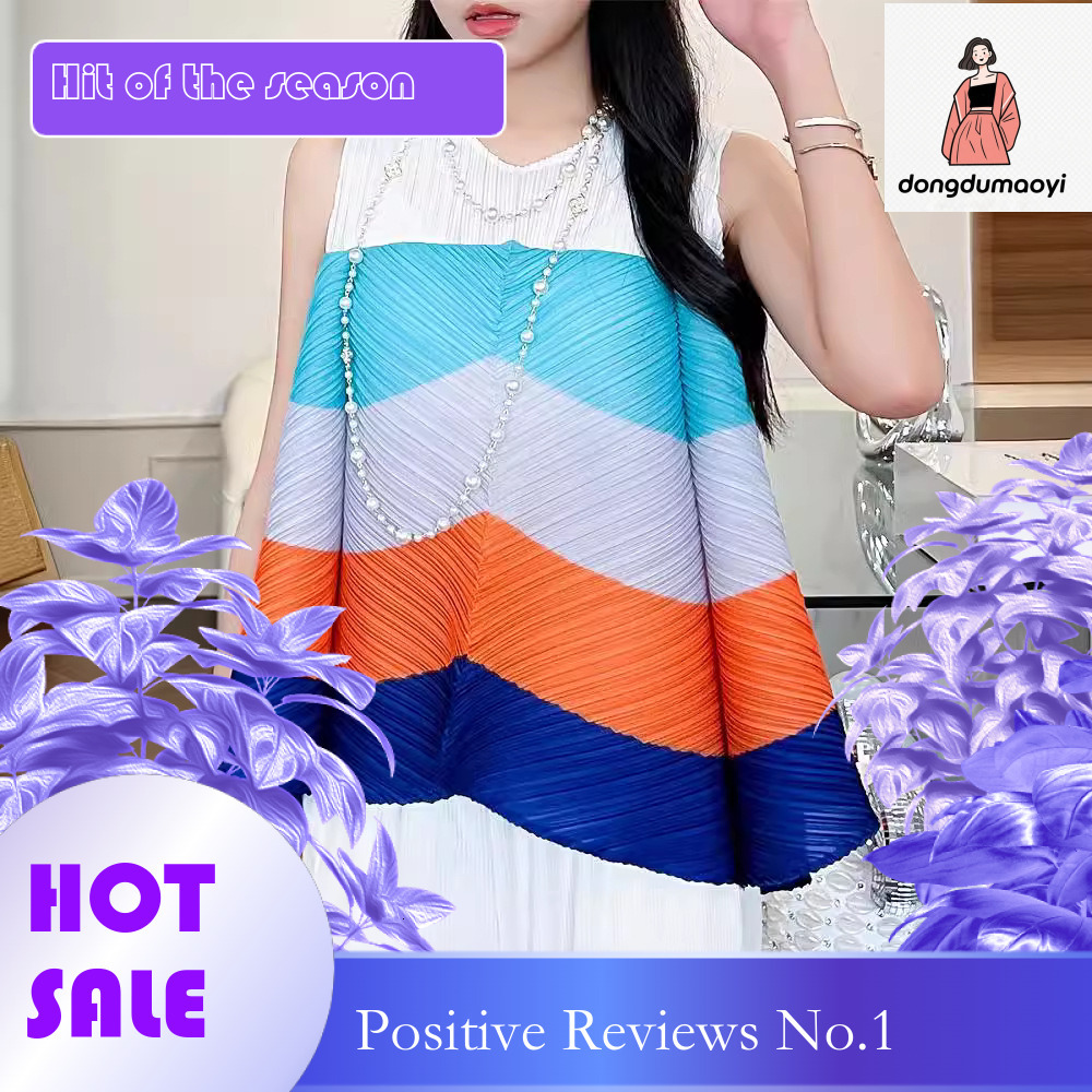 dongdumaoyi Folded mini top, summer new style, Miyake design, contrasting colors, flower buds, sleeveless t-shirt, ins trendy